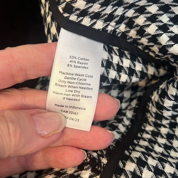 Talbots sz12 black/white check Chatham ankle pant back pockets ankle slits - Picture 6 of 13